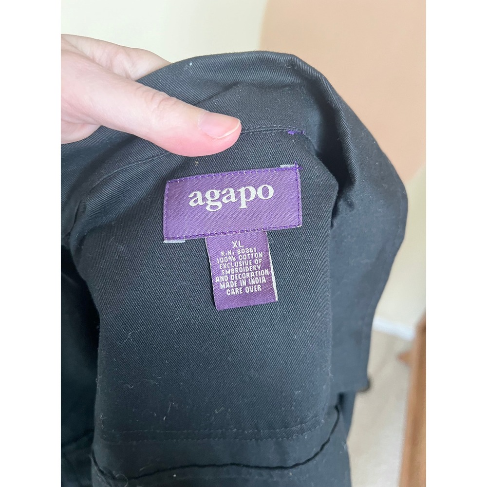 Vintage Agapo Black Denim Patchwork Boho Jacket - Picture 6 of 6